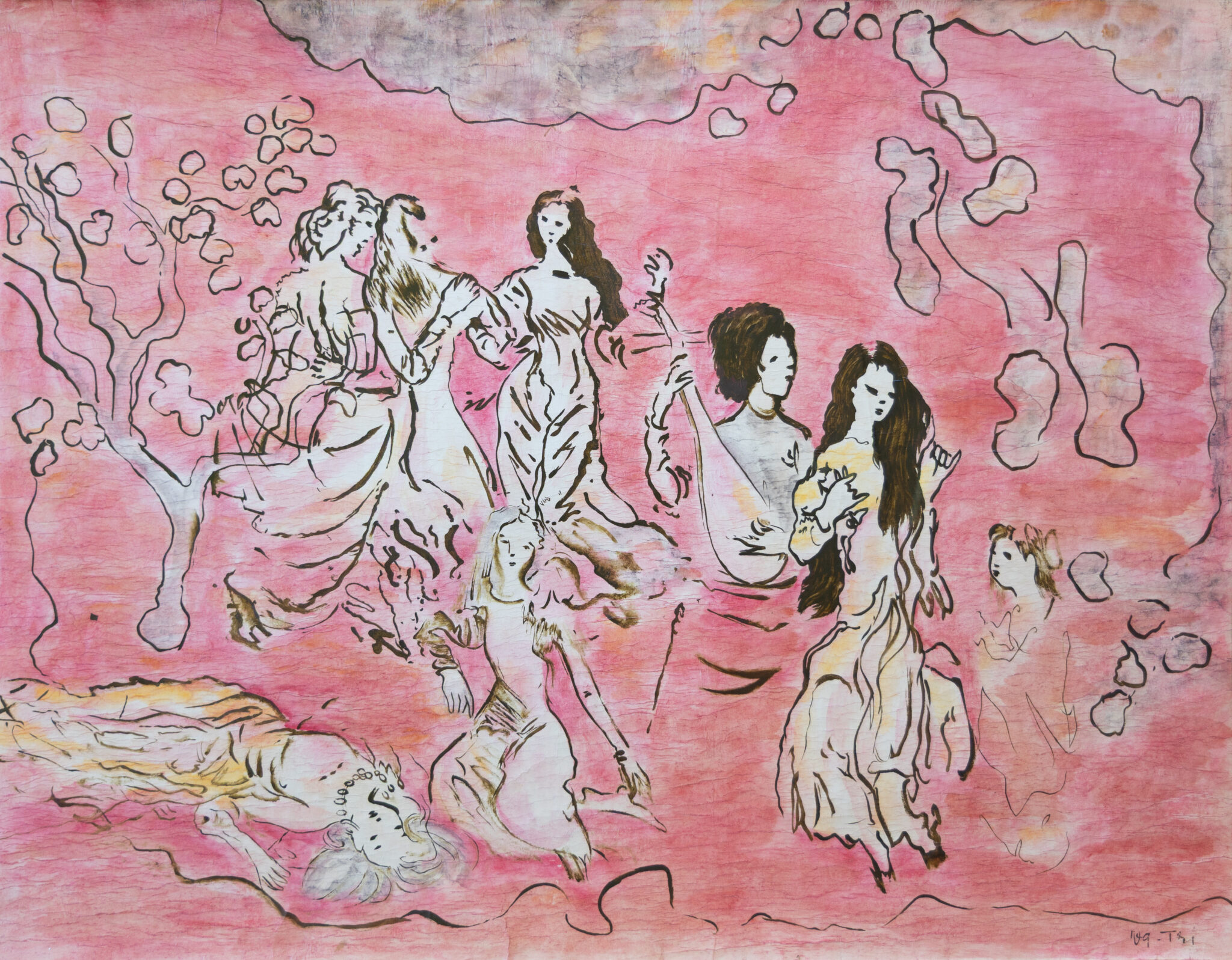 Nguyễn Gia Trí, Vườn xuân I (tác phẩm mẫu), màu nước – mực trên giấy, 58 × 76 cm, sưu tập Hà Quốc Thái.
Nguyễn Gia Trí, Spring Garden I (model work), watercolor and ink on paper, 58 × 76 cm, Hà Quốc Thái Collection.
Hà Quốc Thái Collection
1